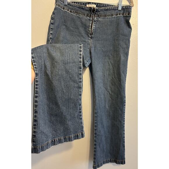 VTG Soft Surroundings Wide Leg Jeans L Stretch Retro Boho Coastal Bareback 90s - Picture 1 of 15